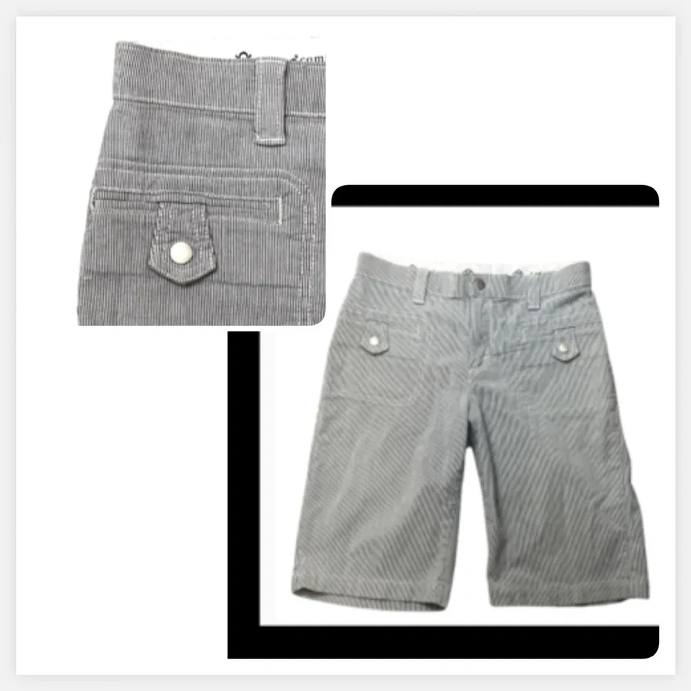 Women’s‎ Lee Bermuda Shorts Gray and White Stripes with Pockets
